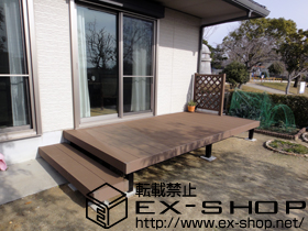 のウッドデッキ リウッドデッキ200＋リウッドデッキフェンス2型＋リウッドデッキ200 段床セット 1段 施工例