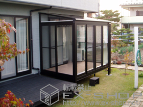 のテラス囲い・サンルーム ほせるんですII F型 1500 床納まり 積雪〜50cm対応＋吊り下げ物干し　ワイド　2本入 施工例