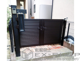 の門扉 プリレオR5型門扉 両開き 柱使用 施工例