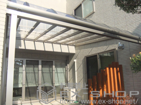 のテラス屋根 メニーウェル 1階設置 R1NA型 標準納まり 単体 積雪〜20cm対応 施工例