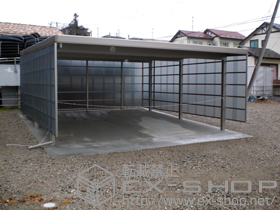 のカーポート テリオスポートIII 1500 2台用 奥行延長 角柱6本仕様 積雪〜50cm対応＋サイドパネル 波板タイプ3面囲い 施工例