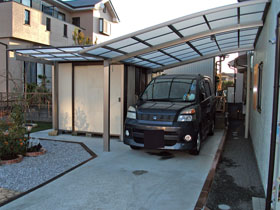 のカーポート マイリッシュ 前上がり　積雪~20?対応 施工例