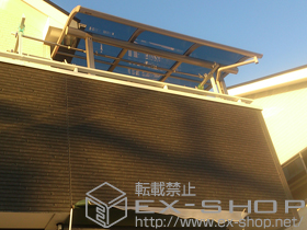 のバルコニー・ベランダ屋根 プレシオステラス R型 屋根タイプ 単体 積雪〜20cm対応＋吊下げ物干し 標準 2本入＋収納式物干し　セット2型　2本入り 施工例