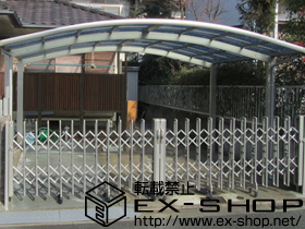 のカーゲート レイオス7型(傾斜地用) ノンレール 両開き 26-26W 施工例