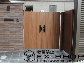 の門扉 ジオーナ門扉 TA型 両開き マテリアルカラー　柱使用 施工例