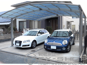 のカーポート レイナポートグラン M合掌　積雪〜20cm対応＋屋根ふき材補強部品 施工例