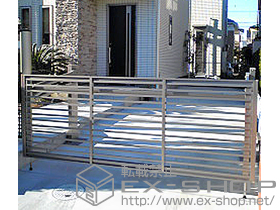 のカーゲート オーバードアS1型 手動式 27-10＋ロング接地ストッパー+100mm（1本入）×2セット 施工例