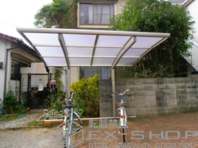 のサイクルポート・駐輪場 プレシオスポート ミニ 積雪〜20cm対応＋プレシオスポート ミニ 車止めバー （1本入り） 施工例