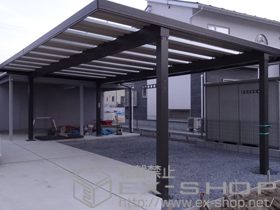 のカーポート テリオスポートIII 1500 3台用 角柱4本 積雪〜50cm対応+壁付け物干し 標準 2本入 施工例