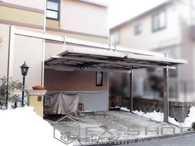 のカーポート マルチスクエア フラット屋根 両支持タイプ 積雪〜20cm対応 施工例