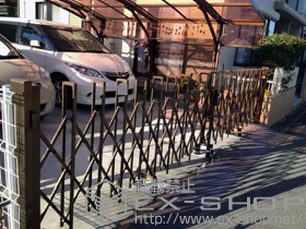 のカーゲート トリップゲート RB型 ノンレール 両開き 60W（30S+30M) 施工例