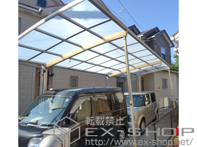 のカーポート カーブポートシグマIII 延長 積雪〜20cm対応+収納式サポート ロング柱23用+ソーラー式センサーライト【LA-30LED】 施工例