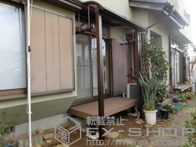 のテラス屋根 ヴェクターテラス R型 テラスタイプ 単体 積雪〜20cm対応＋吊り下げ式物干し 標準 2本入 施工例