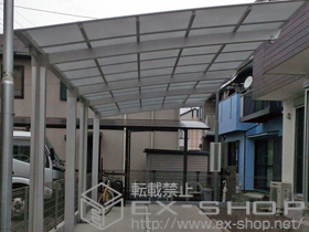 のカーポート スマット 縦連棟 積雪〜20cm対応+着脱式サポートセット 間口31用 H25 2本入り+パネル抜け防止材 施工例