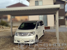 のカーポート ジーポートneo Aタイプ 2台用 角柱4本 標準鼻隠し 積雪〜100cm対応+水平式物干し　2本入り 施工例