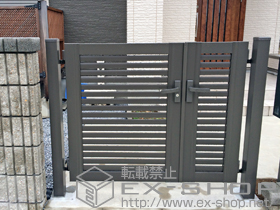 の門扉 プリレオ R3型 両開き親子　柱使用 施工例