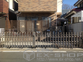 のカーゲート レイオス7型(傾斜地用) ノンレール 両開き 38-38W 施工例