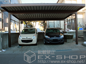 のカーポート ジーポートneo Aタイプ 2台用 角柱4本 標準鼻隠し 積雪〜100cm対応 施工例