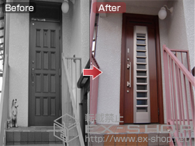 の玄関ドア リシェントK4仕様 22簡易片開きランマ付きR001型 施工例