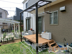 のテラス屋根 ヴェクターテラス R型 テラスタイプ 単体 積雪〜20cm対応+吊り下げ式物干し 標準 2本入り 施工例