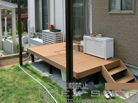 のウッドデッキ リウッドデッキ 200+リウッドステップ5型 Sタイプ 2段 施工例