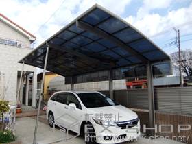 のカーポート カーブポートシグマIII 延長 積雪〜20cm対応＋カーブポートシグマ? サイドパネル＋着脱式サポート柱　ロング柱23用　1本入 施工例