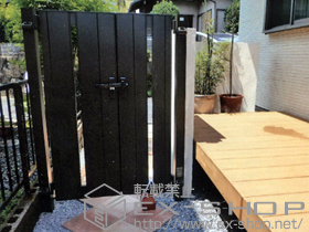 の門扉 ライフモダンII SA型 両開き 柱使用 施工例