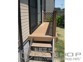 のウッドデッキ リコステージII+リコステージII デッキフェンス+リコステージII ステップ2段 施工例