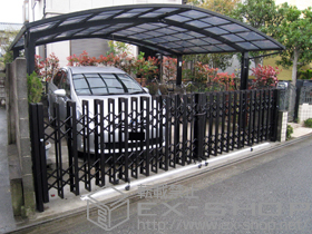 のカーゲート アルシャインII HW型Aタイプ センターレール 両開き 施工例