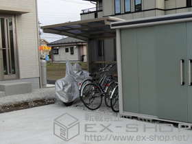 のサイクルポート・駐輪場 カーブパークシグマIII  パネル一面囲い 積雪〜20cm対応 施工例