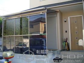 のテラス屋根 ライザーテラスII F型 テラスタイプ 単体 積雪〜20cm対応+ライザーテラスII 前面スクリーン 2段仕様 施工例