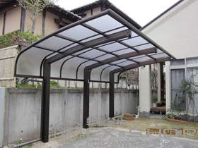 のカーポート レイナキャップポート50 積雪〜50cm対応+水平式物干し 木造躯体用 2本入+レイナキャップポート50用 着脱式サポート3本入 施工例