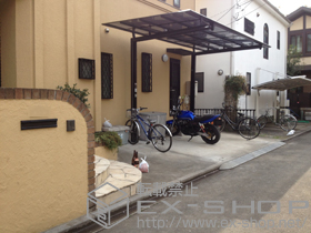 のカーポート マイリッシュ 前下がり 積雪〜20cm対応＋着脱式サポート　ロング柱28様 施工例