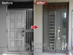 の玄関ドア リシェントK4仕様 20片袖ランマ付L 001型 施工例