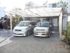 のカーポート エックスルーフ ワイド 積雪〜20cm対応 施工例