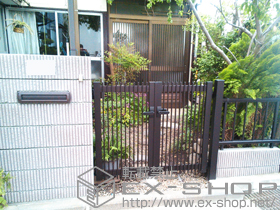 の門扉 レスティン門扉11型 両開き 門柱使用 施工例