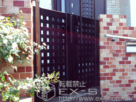 の門扉 エクスライン門扉10型 両開き　埋め込み金具使用 施工例