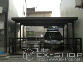 のカーゲート エクスラインアップゲート ワイド 2型 電動式 施工例