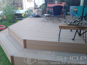 のウッドデッキ リウッドデッキ 200+リウッドデッキ　段床セット(変形加工) 施工例