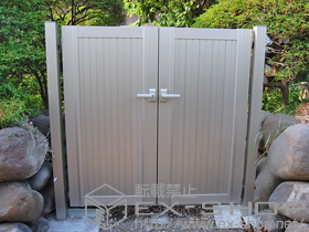 の門扉 エクスライン門扉8型 両開き 門柱仕様 施工例