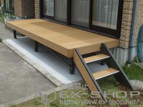 のウッドデッキ リコステージII+ステップ3段 施工例