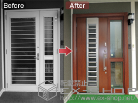 の玄関ドア リシェントk4仕様　22簡易夕片袖中桟付L　001型 施工例