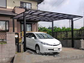 のカーポート エフルージュ ツイン 積雪〜20cm対応+水平式物干し（テラス柱用） 2本入 施工例