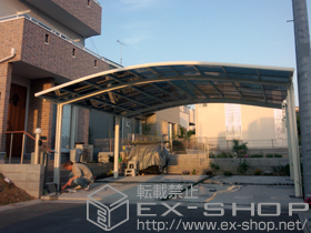 のカーポート カーブポートシグマIII ワイド 積雪〜20cm対応+収納式物干し 標準タイプ 2本入 施工例