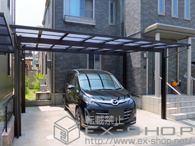 のカーポート エフルージュ ツイン 積雪〜20cm対応+エフルージュ ツイン 水平式物干し テラス屋根用 2本入 施工例