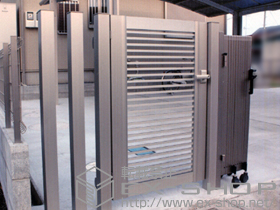 の門扉 プレシオス門扉 横格子 片開き 門柱仕様 施工例