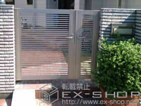 の門扉 プリレオ R1型 両開き親子 柱使用(105角門柱) 施工例