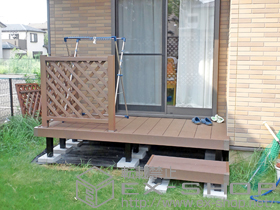 のウッドデッキ リウッドデッキ 200+独立式リウッドステップ2型 施工例