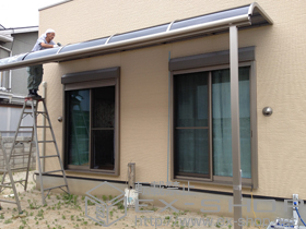 のテラス屋根 ライザーテラスII R型 テラスタイプ 単体 積雪〜20cm対応＋吊下げ物干し 標準 2本入 施工例