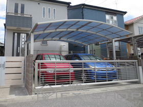 のカーゲート 【特注】エクスラインアップゲート ワイド 1型 手動式 施工例